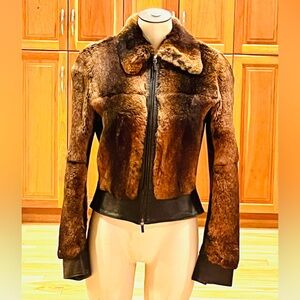 ARMANI VINTAGE COLLEZIONI 2002 FUR AND LEATHER JACKET, EXCELLENT CONDITION
